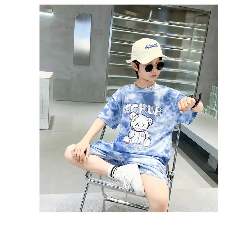 Boys Blue Tie-Dye T-Shirt & Shorts Set — feature 9