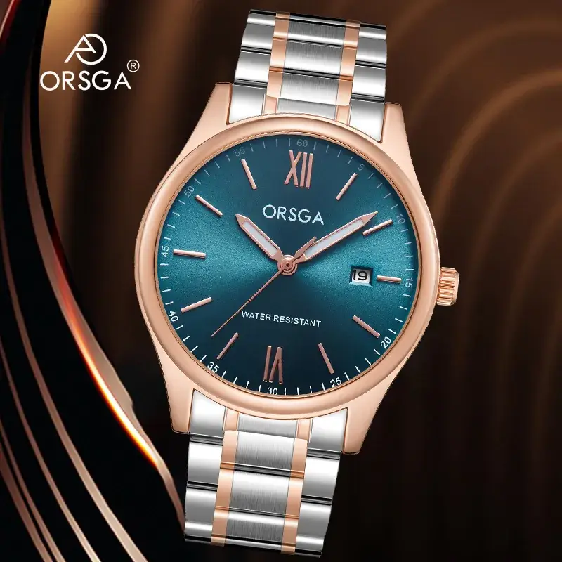 Oshga Men's Quartz Watch Rose Gold Stainless Steel - Image 15