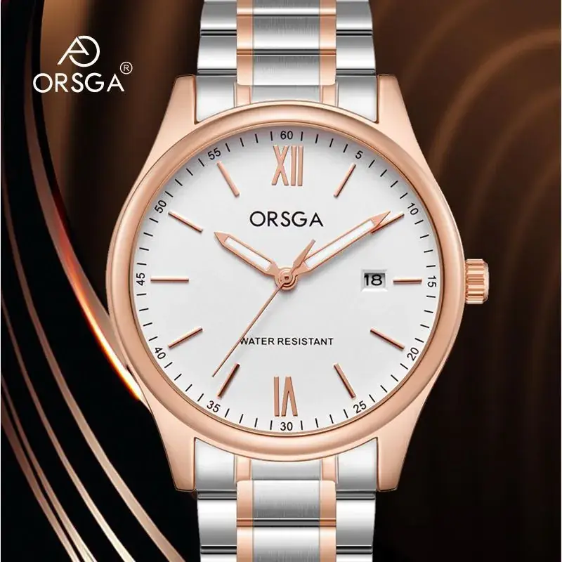 Oshga Men's Quartz Watch Rose Gold Stainless Steel - Image 17