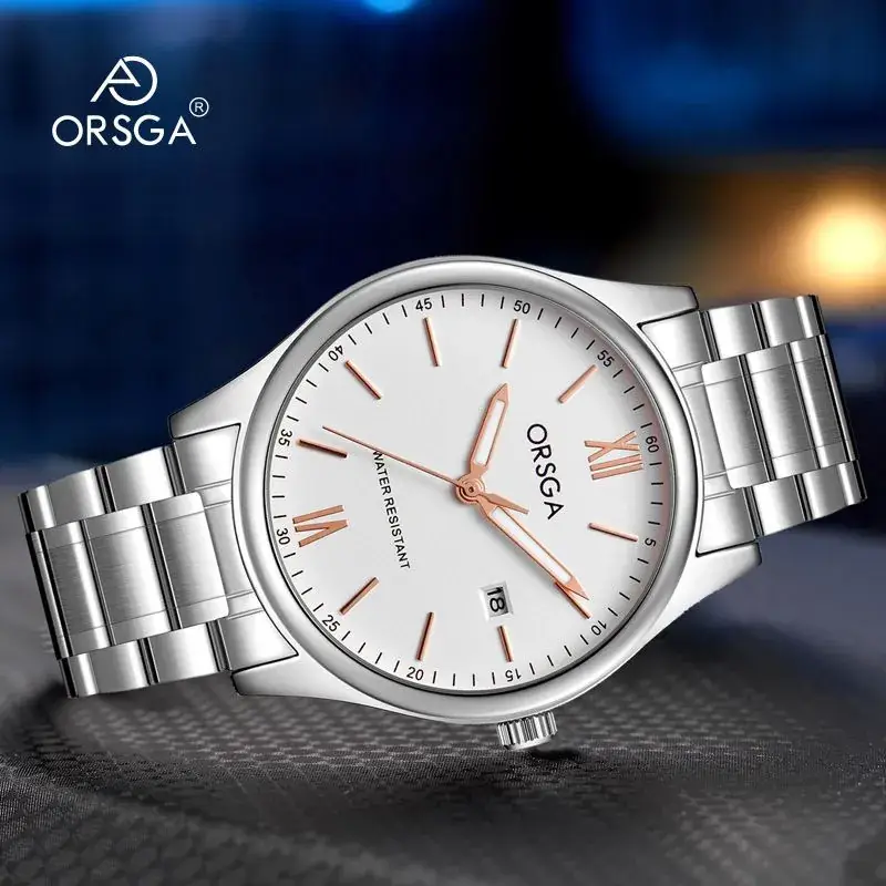 Oshga Men's Quartz Watch Rose Gold Stainless Steel - Image 18