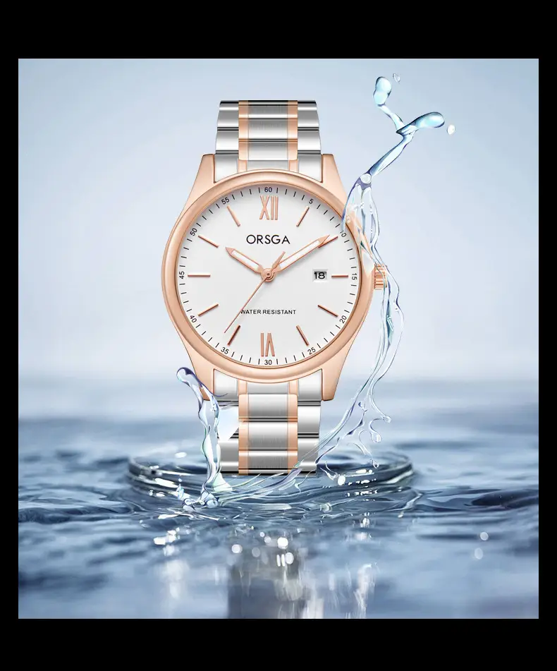 Oshga Men's Quartz Watch Rose Gold Stainless Steel — feature 13