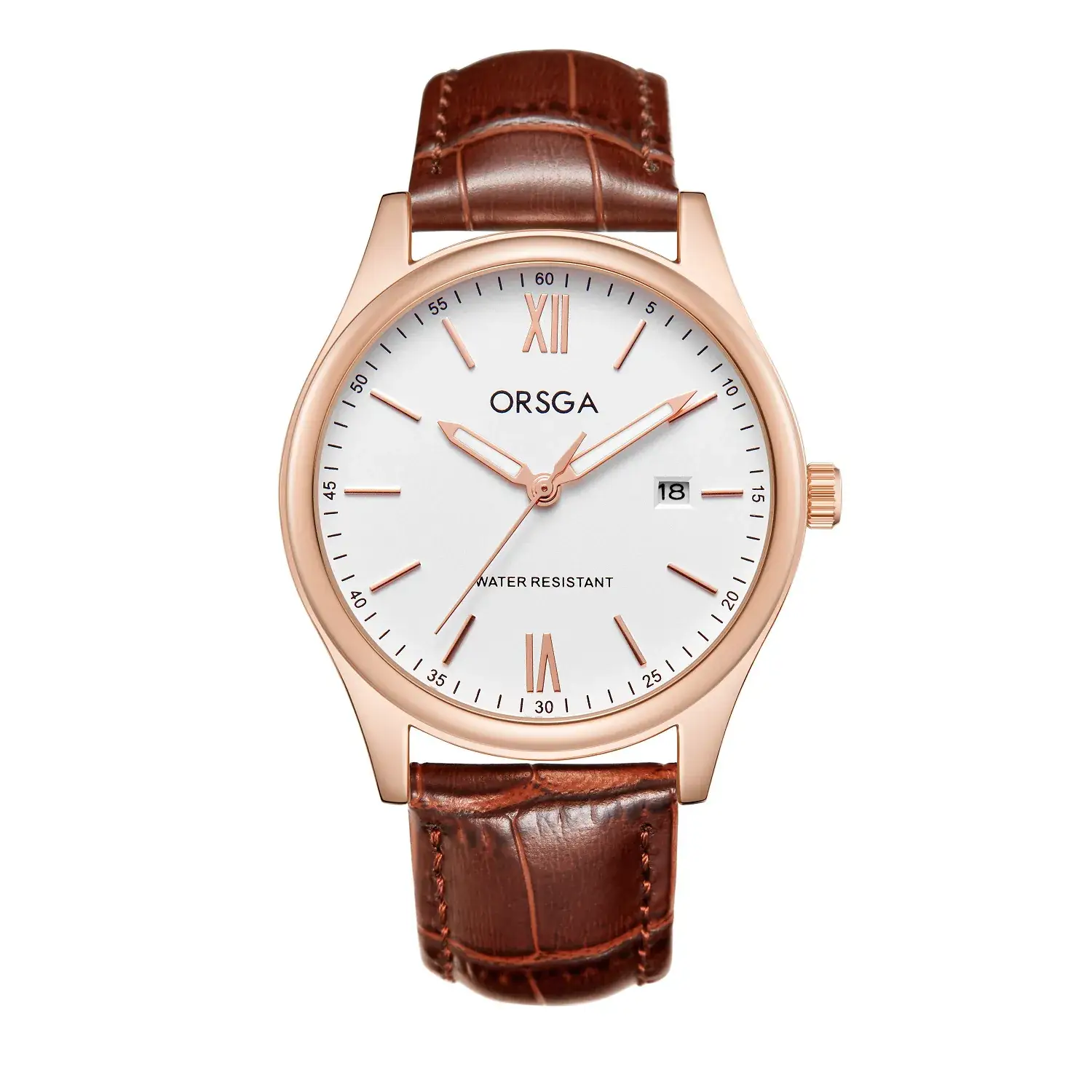 Brown leather belt rose shell white surface