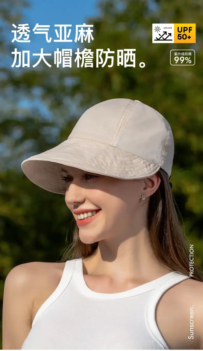 Women Sun Hat with Large Brim, Cotton Linen, Anti-Ultraviolet — feature 12