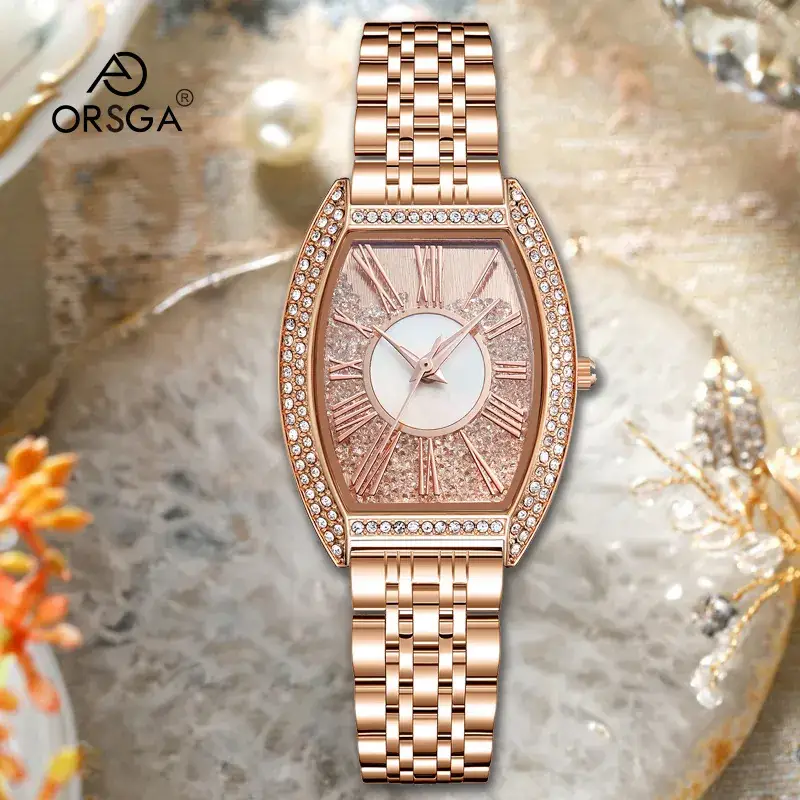 Oval Women's Watch Rose Gold Diamond Band