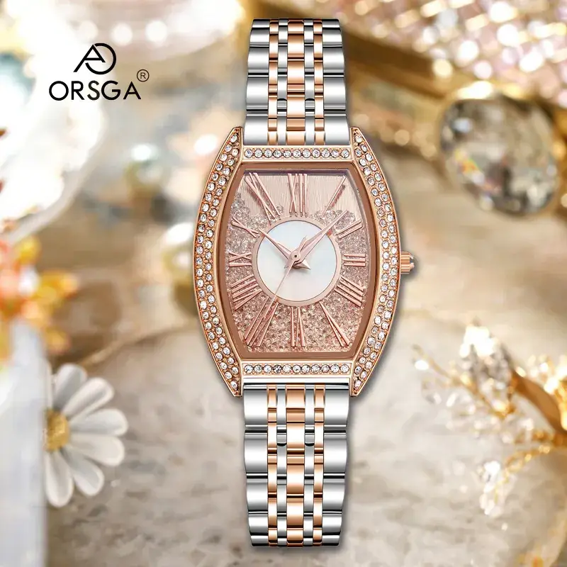 Oval Women's Watch Rose Gold Diamond Band