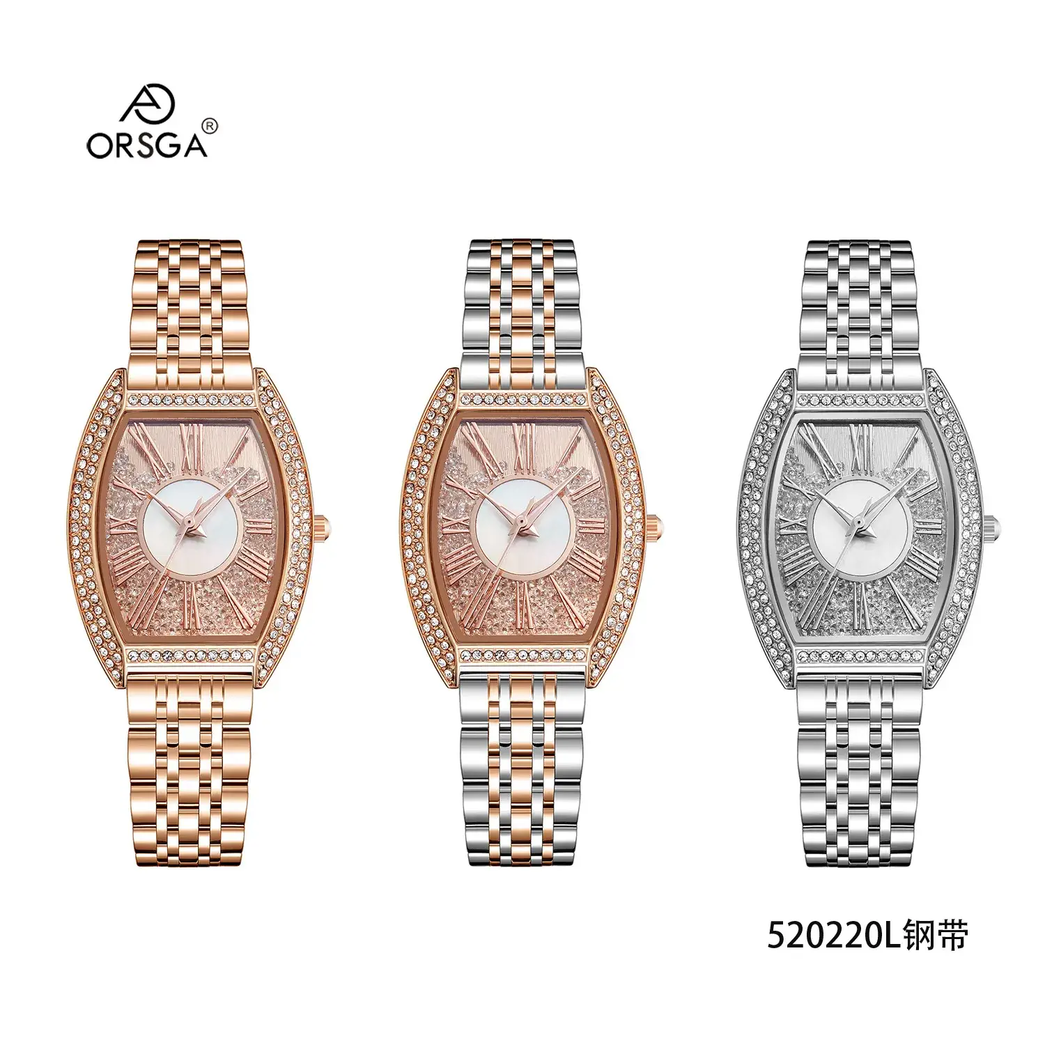 Oval Women's Watch Rose Gold Diamond Band