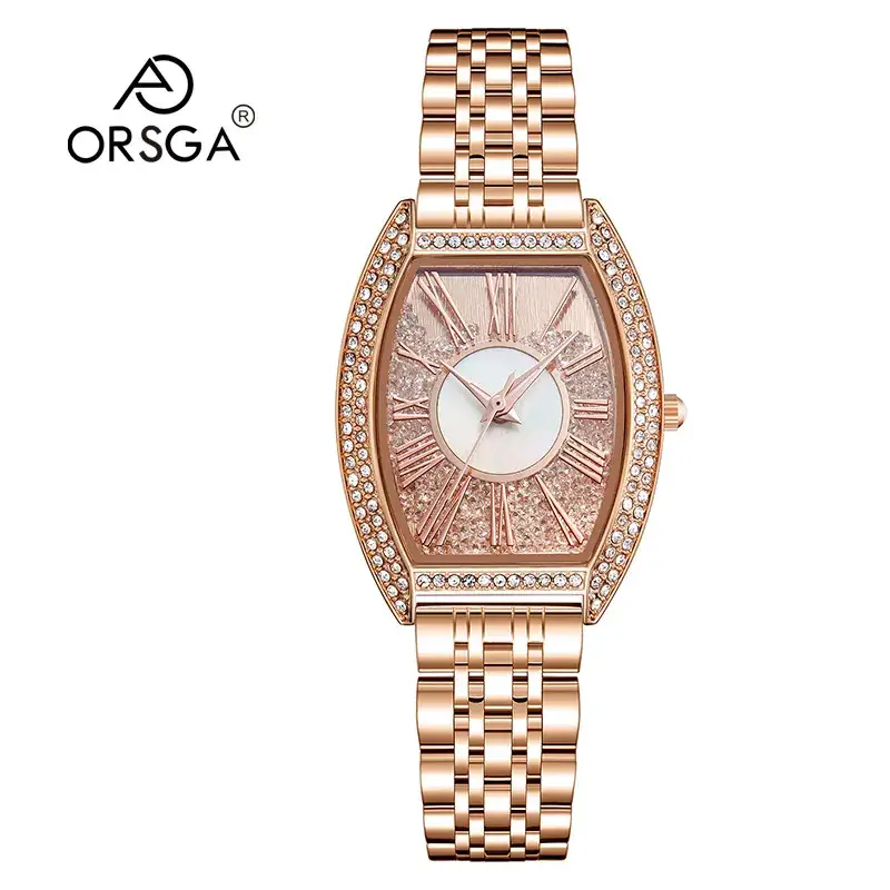 Oval Women's Watch Rose Gold Diamond Band