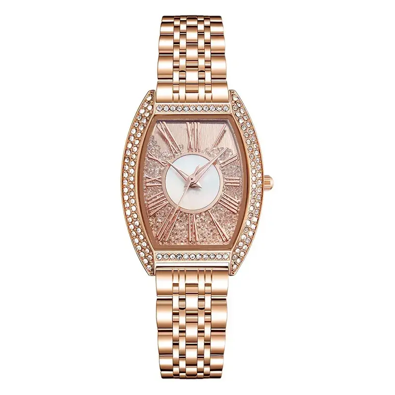 Oval Women's Watch Rose Gold Diamond Band