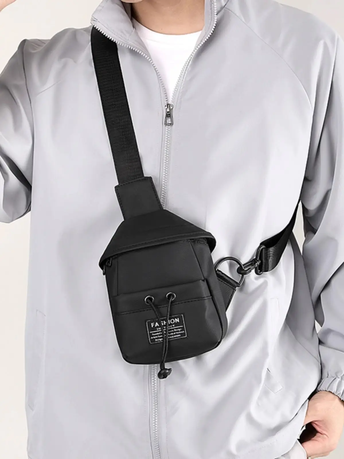 Women's Black Nylon Chest Bag with Adjustable Strap - Image 6