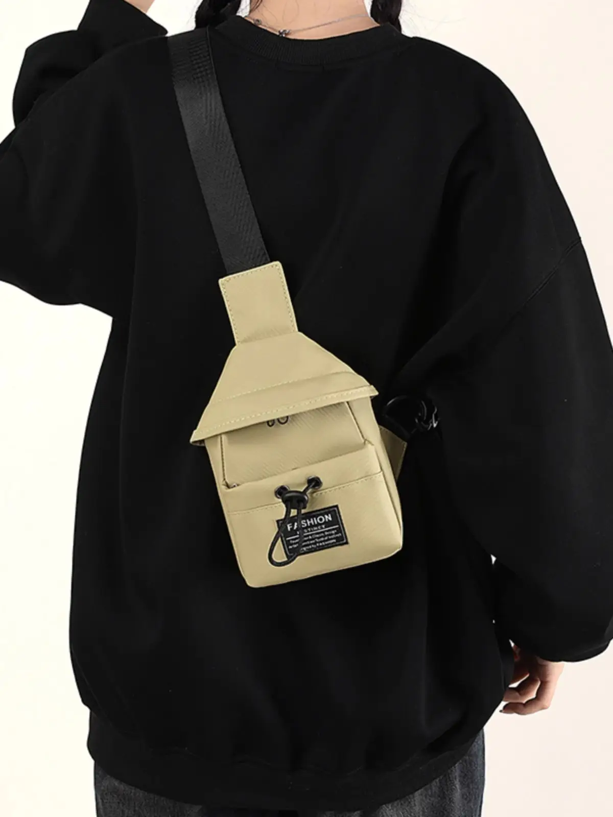 Women's Black Nylon Chest Bag with Adjustable Strap - Image 7