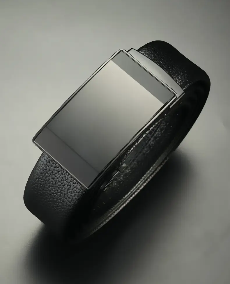 Men's Black Leather Belt with Automatic Buckle — feature 12
