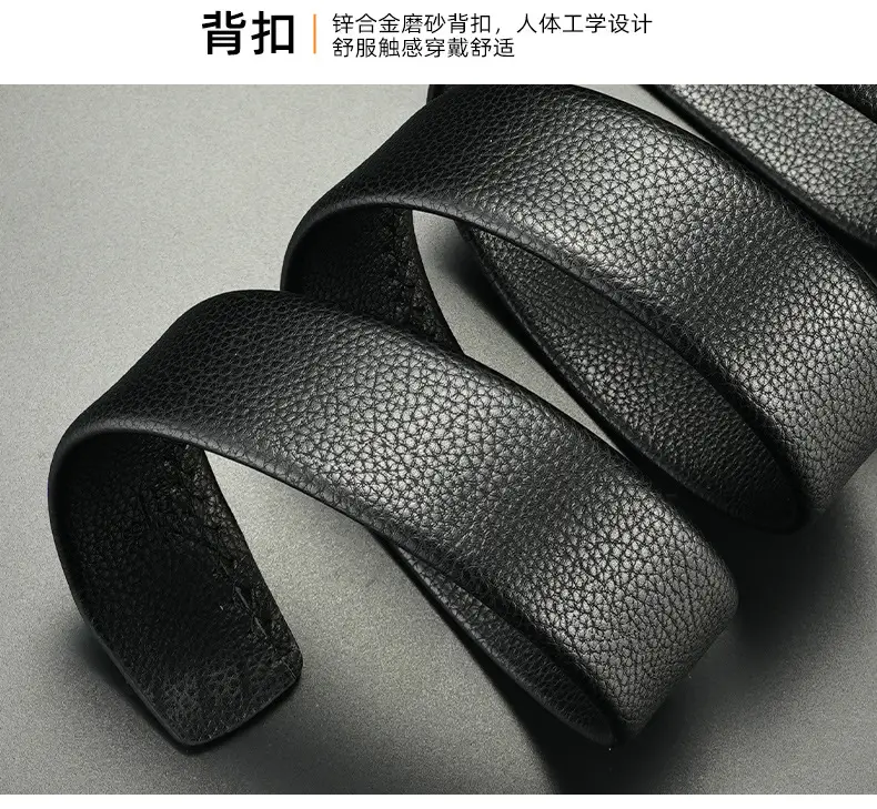 Men's Black Leather Belt with Automatic Buckle — feature 9