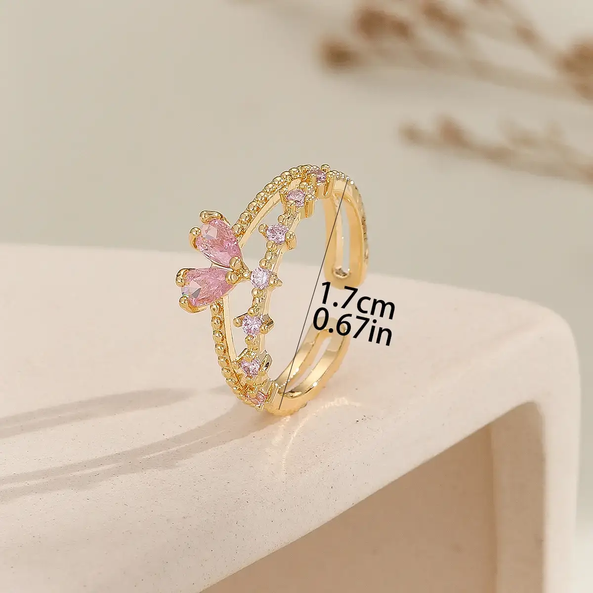 Peach Heart Gold Plated Ring for Women - Image 5