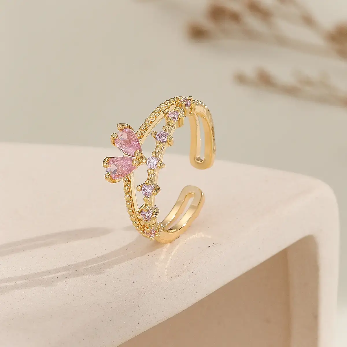 Peach Heart Gold Plated Ring for Women — feature 6