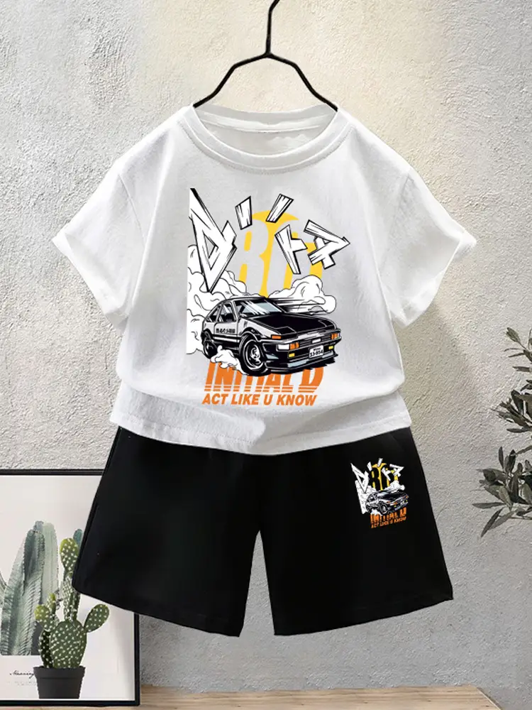 Blue Motorcycle Graphic Boys T-Shirt Shorts Set 2024 - Image 10