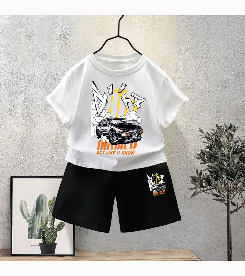Blue Motorcycle Graphic Boys T-Shirt Shorts Set 2024 — feature 10