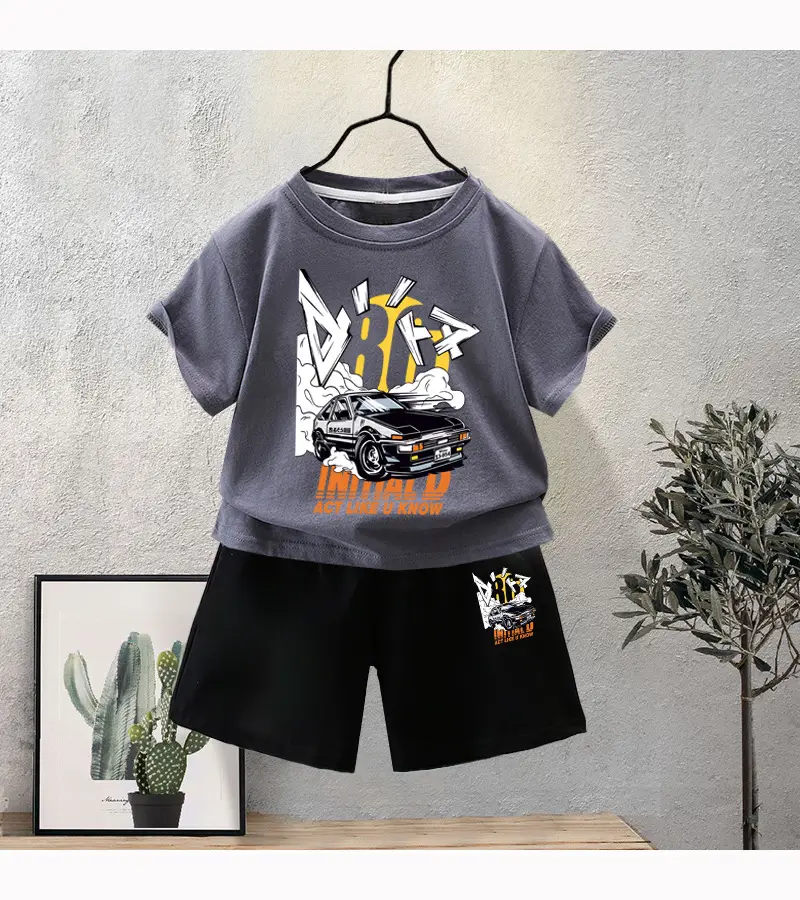 Blue Motorcycle Graphic Boys T-Shirt Shorts Set 2024 — feature 11