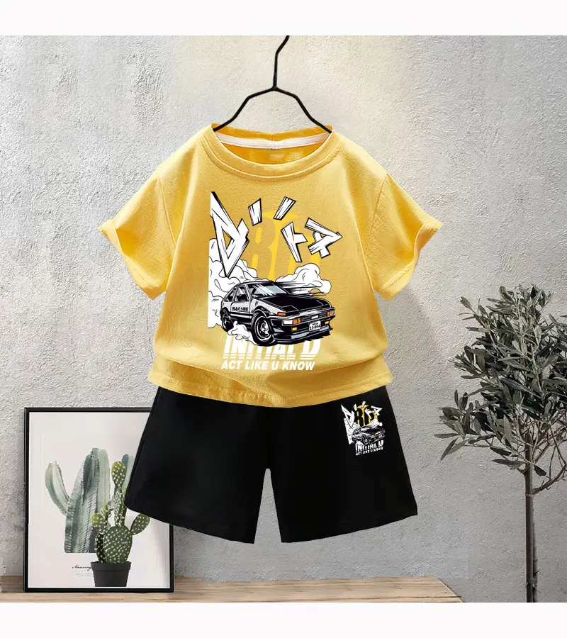 Blue Motorcycle Graphic Boys T-Shirt Shorts Set 2024 — feature 15
