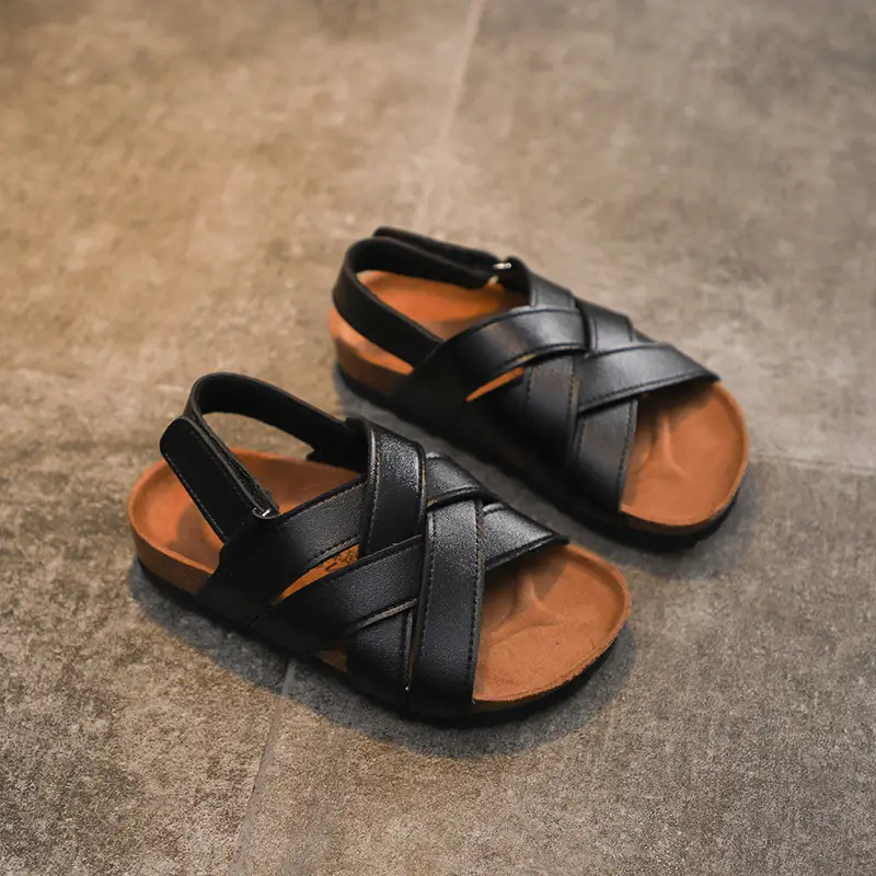 Spring and summer children's cork sandals student boy's one-word shoes baby girl's flip-flops fashionable beach Korean style - Image 5