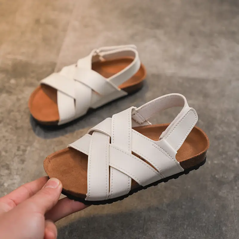 Spring and summer children's cork sandals student boy's one-word shoes baby girl's flip-flops fashionable beach Korean style - Image 6