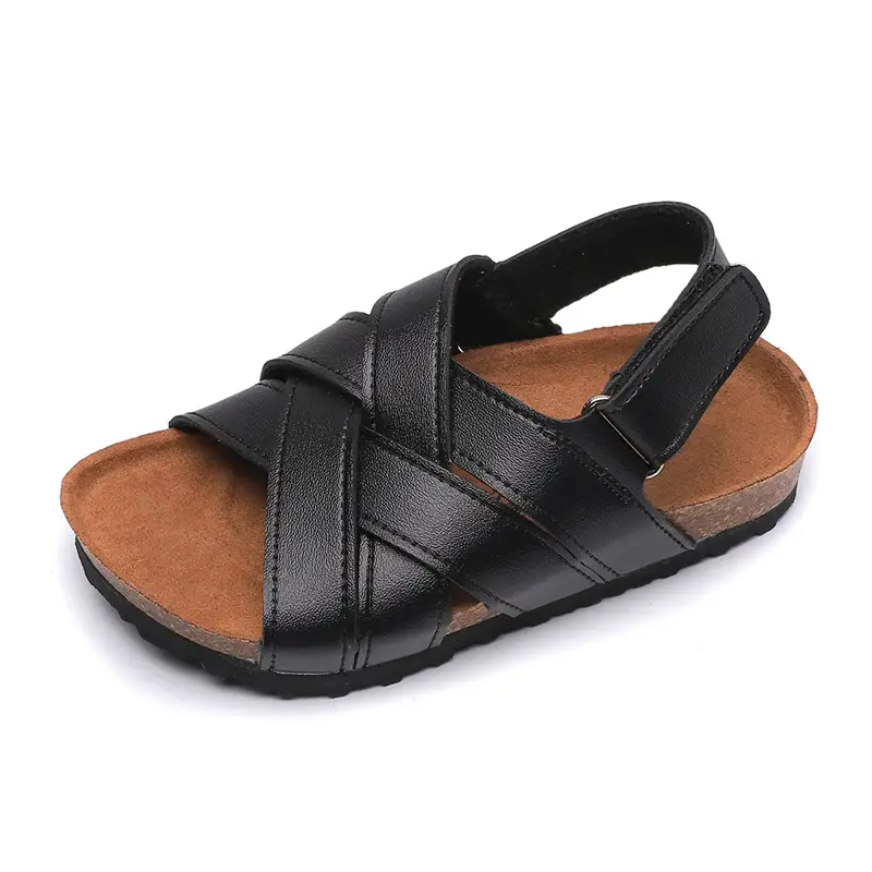 Spring and summer children's cork sandals student boy's one-word shoes baby girl's flip-flops fashionable beach Korean style - Image 2