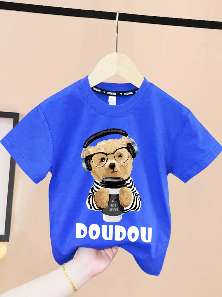 Pink Cotton T-Shirt with Baby Bear Print for Boys Girls 2024 - Image 12
