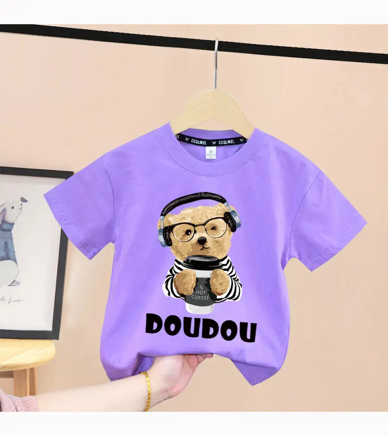 Pink Cotton T-Shirt with Baby Bear Print for Boys Girls 2024 — feature 12