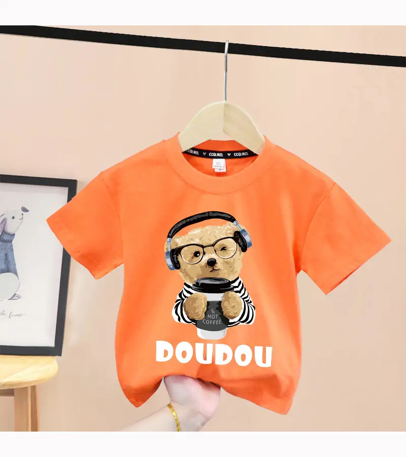 Pink Cotton T-Shirt with Baby Bear Print for Boys Girls 2024 — feature 14