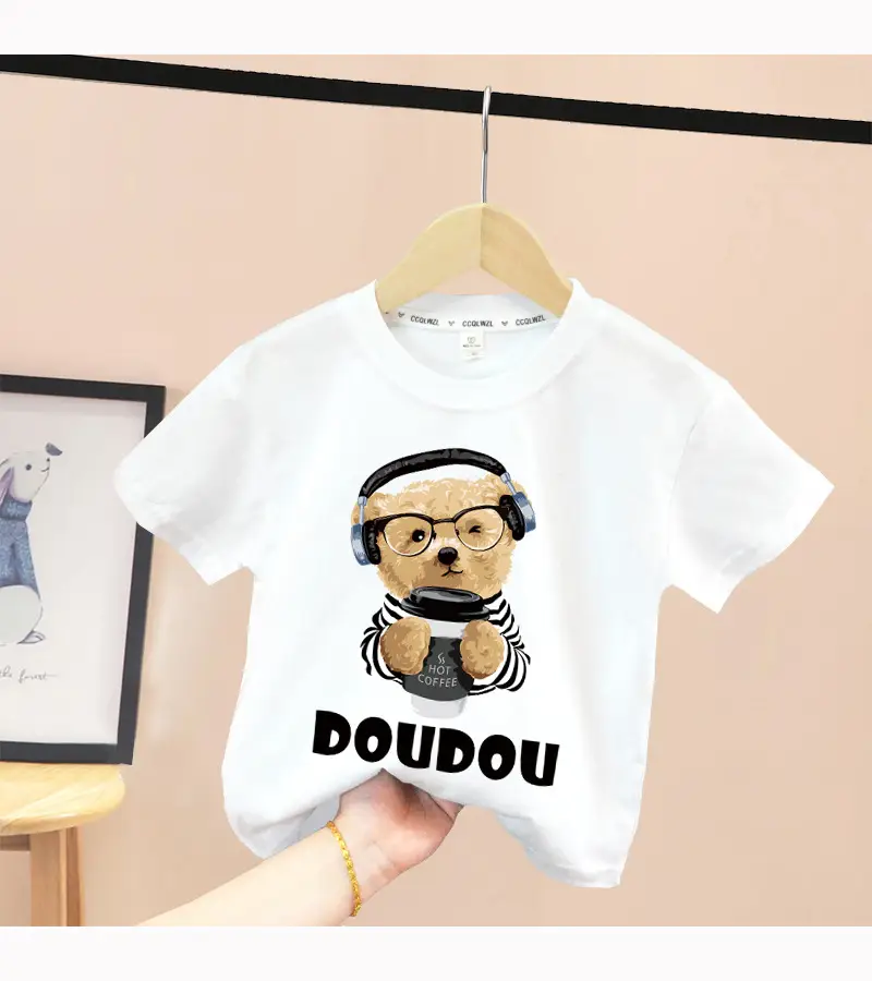Pink Cotton T-Shirt with Baby Bear Print for Boys Girls 2024 — feature 8