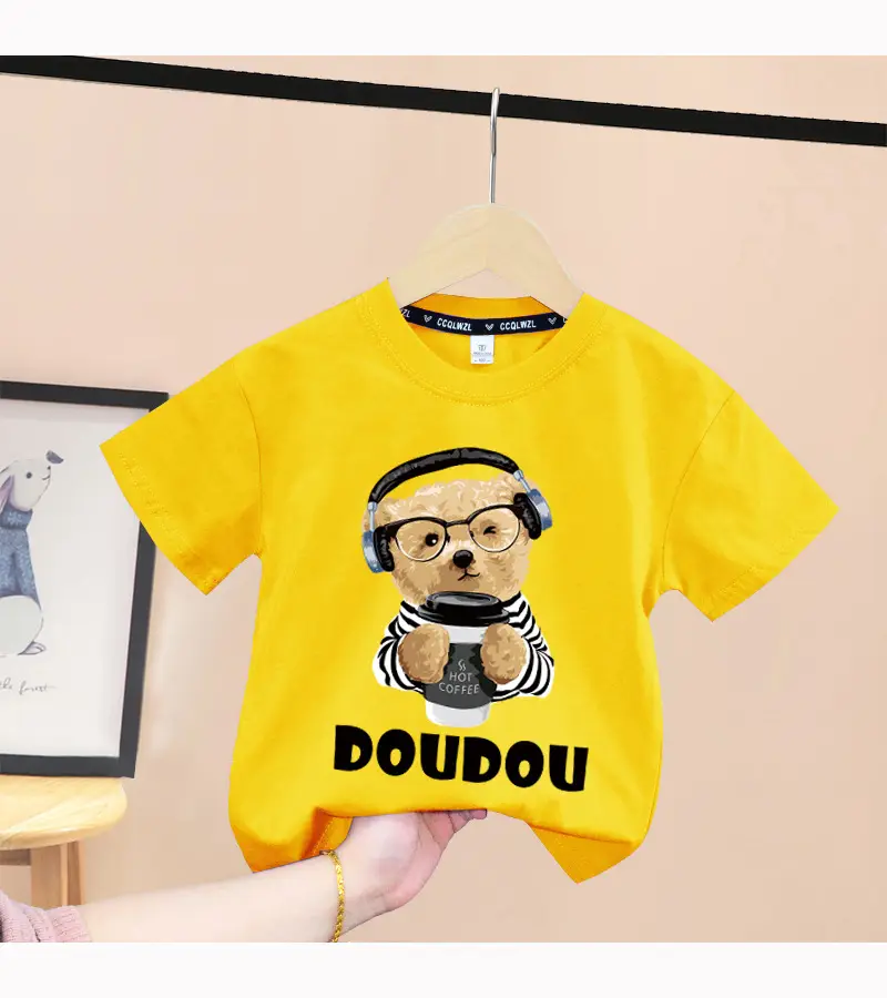 Pink Cotton T-Shirt with Baby Bear Print for Boys Girls 2024 — feature 9