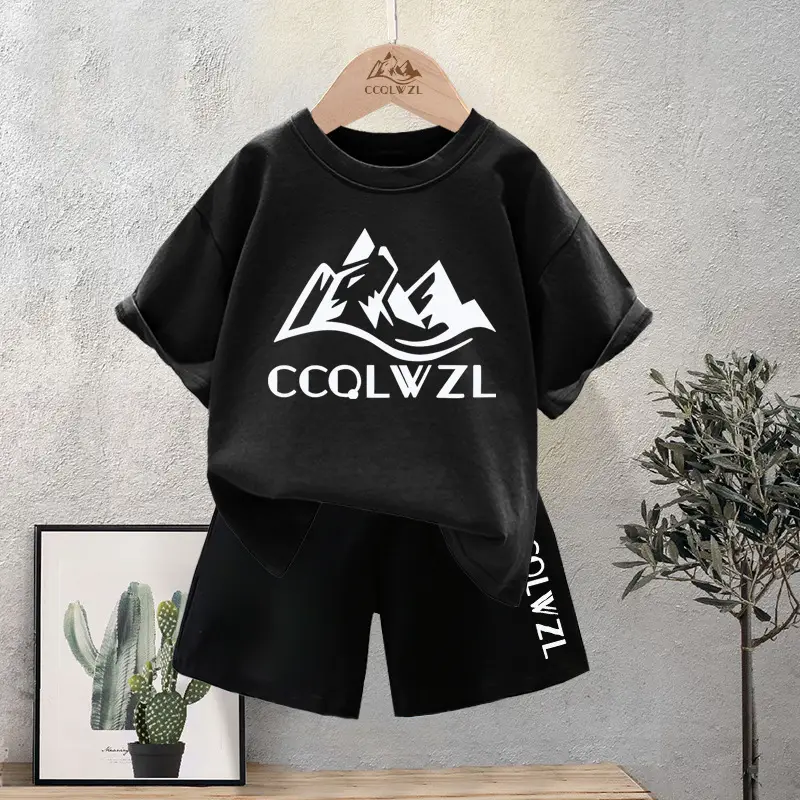 Children's Printed Cotton T-Shirt White Black Summer 2024 - Image 4