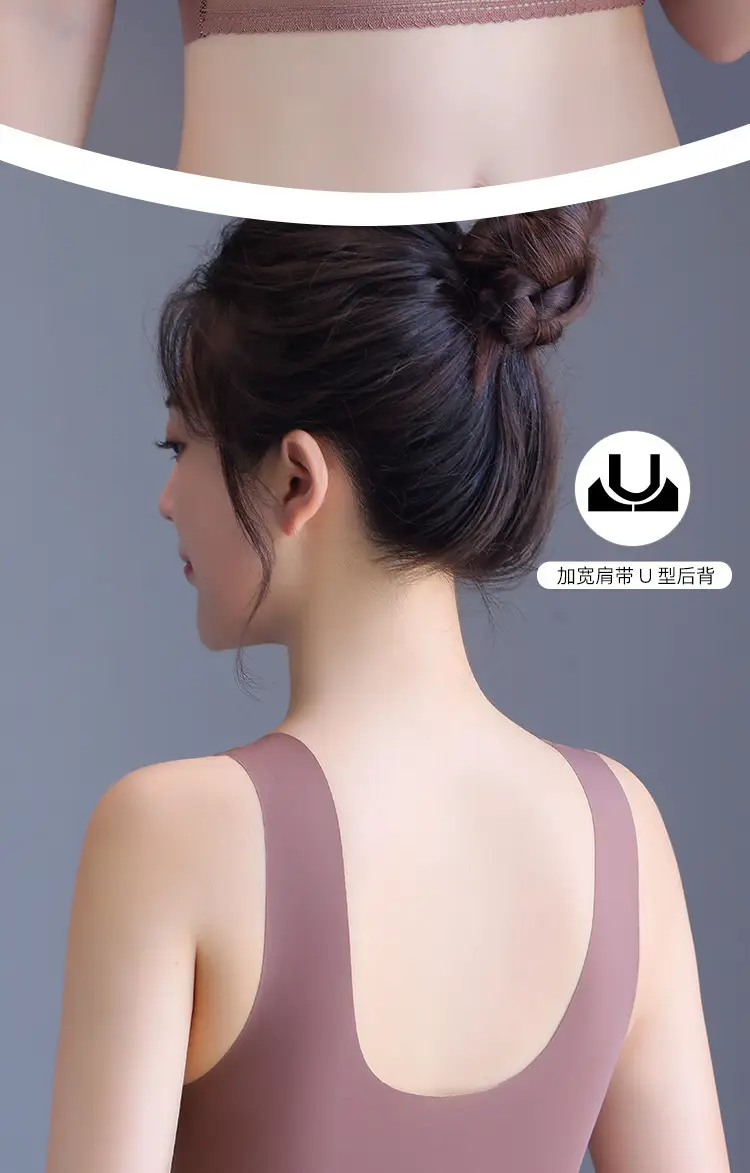 Lace Traceless Summer Underwear Women's Push-up Anti-sagging Thin plus size Non-rims Vest-style Bra for Hair — feature 12