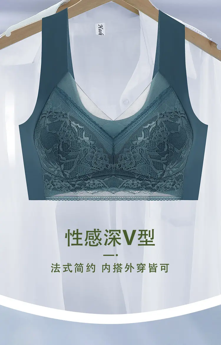 Lace Traceless Summer Underwear Women's Push-up Anti-sagging Thin plus size Non-rims Vest-style Bra for Hair — feature 15