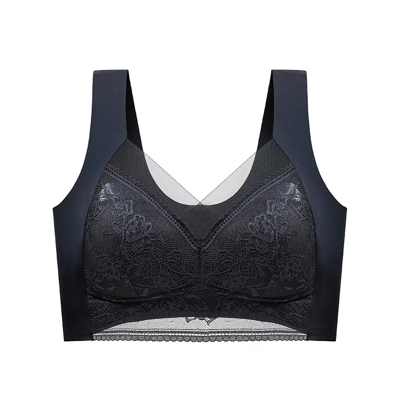 Lace Traceless Summer Underwear Women's Push-up Anti-sagging Thin plus size Non-rims Vest-style Bra for Hair