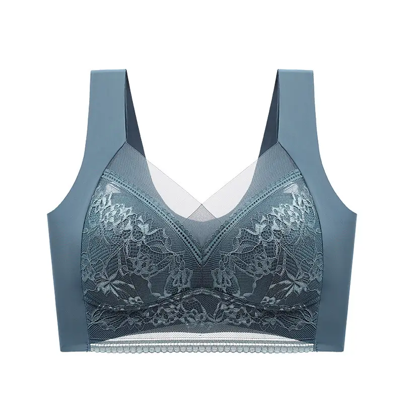 Lace Traceless Summer Underwear Women's Push-up Anti-sagging Thin plus size Non-rims Vest-style Bra for Hair