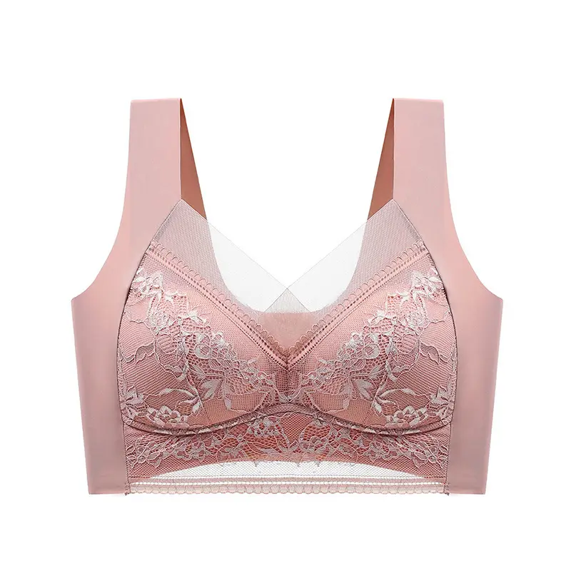 Lace Traceless Summer Underwear Women's Push-up Anti-sagging Thin plus size Non-rims Vest-style Bra for Hair