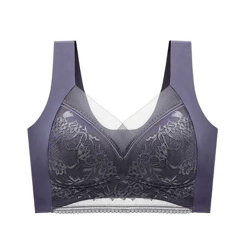 Lace Traceless Summer Underwear Women's Push-up Anti-sagging Thin plus size Non-rims Vest-style Bra for Hair