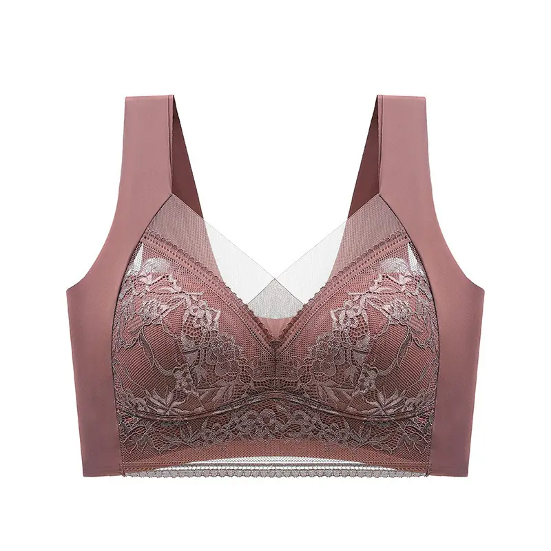 Lace Traceless Summer Underwear Women's Push-up Anti-sagging Thin plus size Non-rims Vest-style Bra for Hair