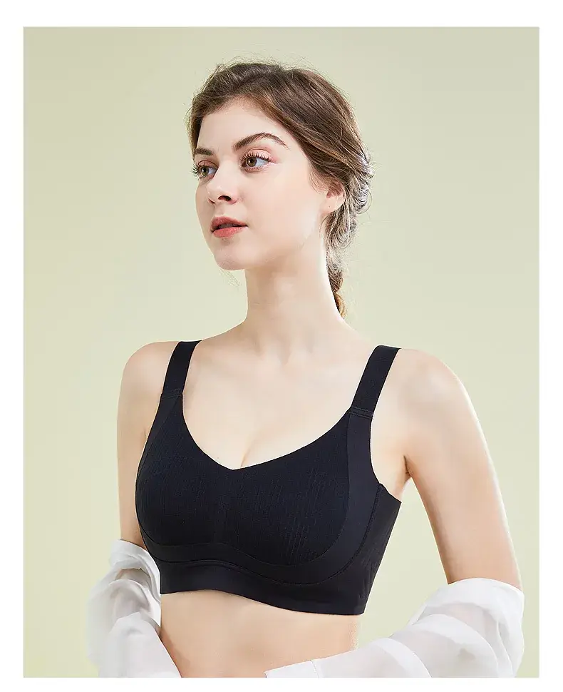 Black Traceless Full Cup Sports Bra Large Adjustable — feature 25