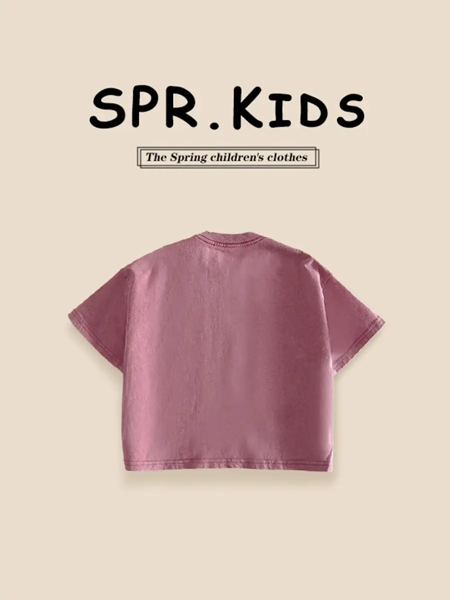 Spr. Kids New Letter Embroidered Short Sleeve T-Shirt