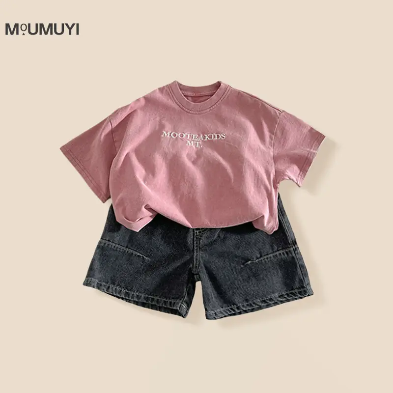 Spr. Kids New Letter Embroidered Short Sleeve T-Shirt — feature 3
