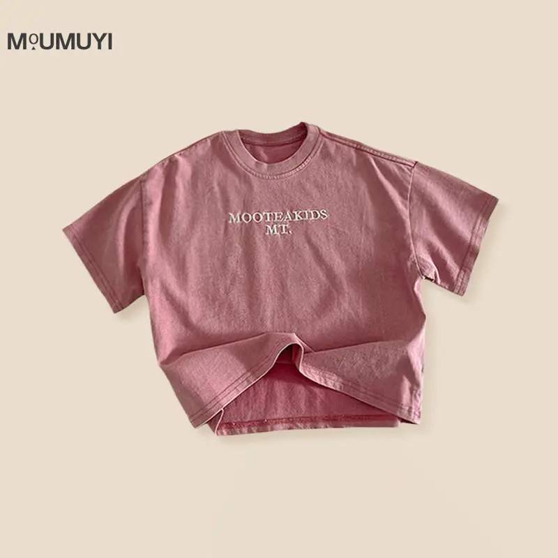 Spr. Kids New Letter Embroidered Short Sleeve T-Shirt — feature 4