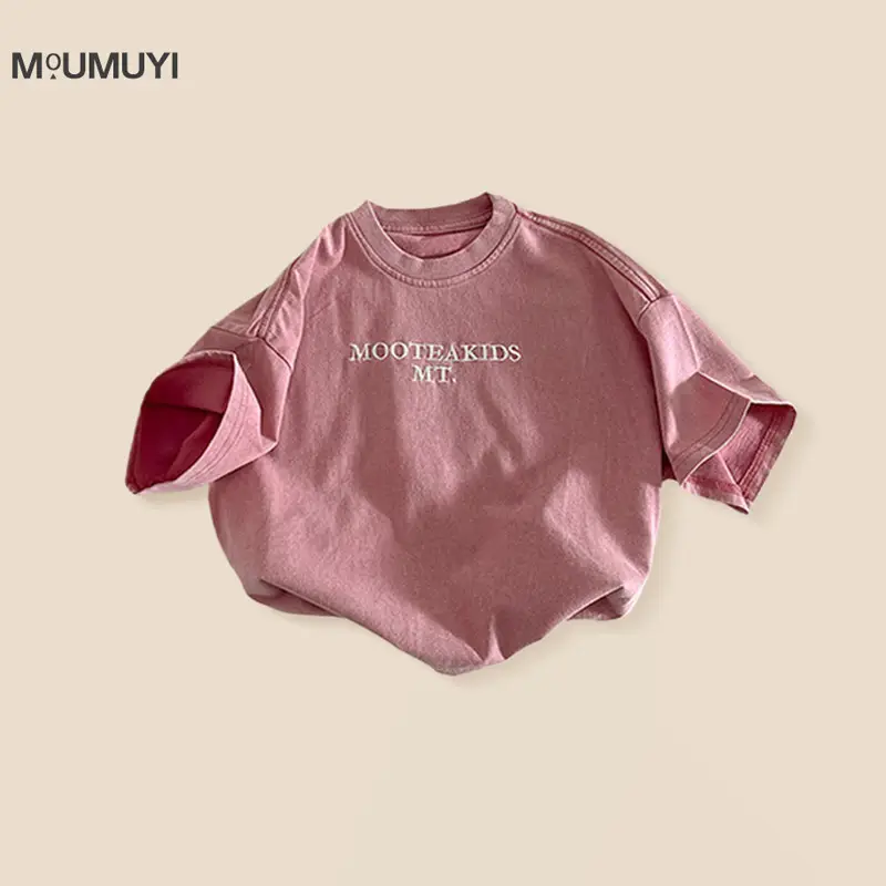 Spr. Kids New Letter Embroidered Short Sleeve T-Shirt — feature 5