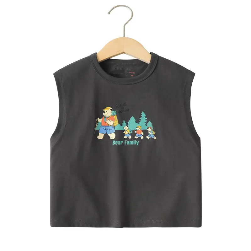 Boys Sleeveless T-Shirt Summer Cotton White Kids Wear