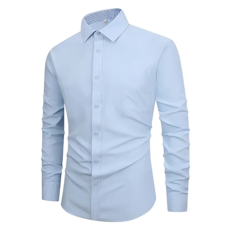 Men's Long Sleeve Slim Fit Business Shirt Brown - Image 7