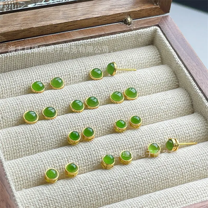 S925 Silver Inlaid Russian Jasper Earrings Live Supply — feature 7