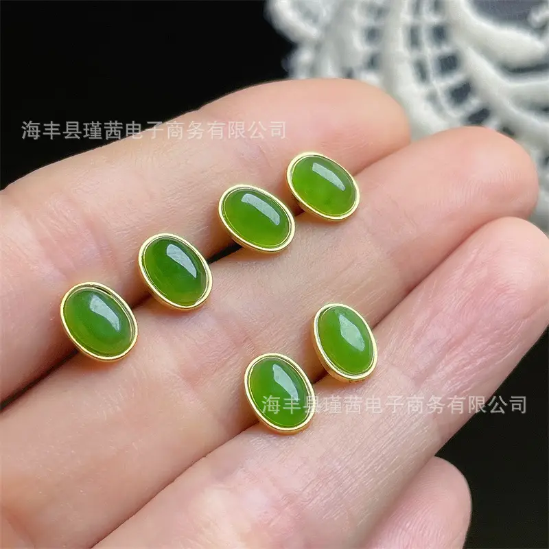 Green Heart Earrings 5mm S925 Silver Inlay - Image 5