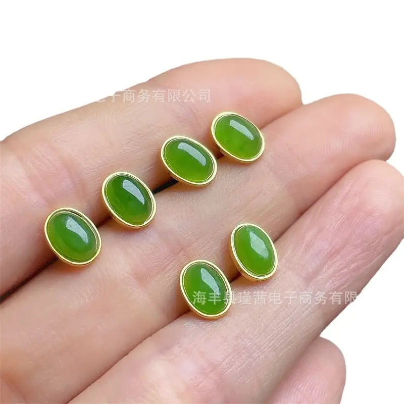 Green Heart Earrings 5mm S925 Silver Inlay - Image 6