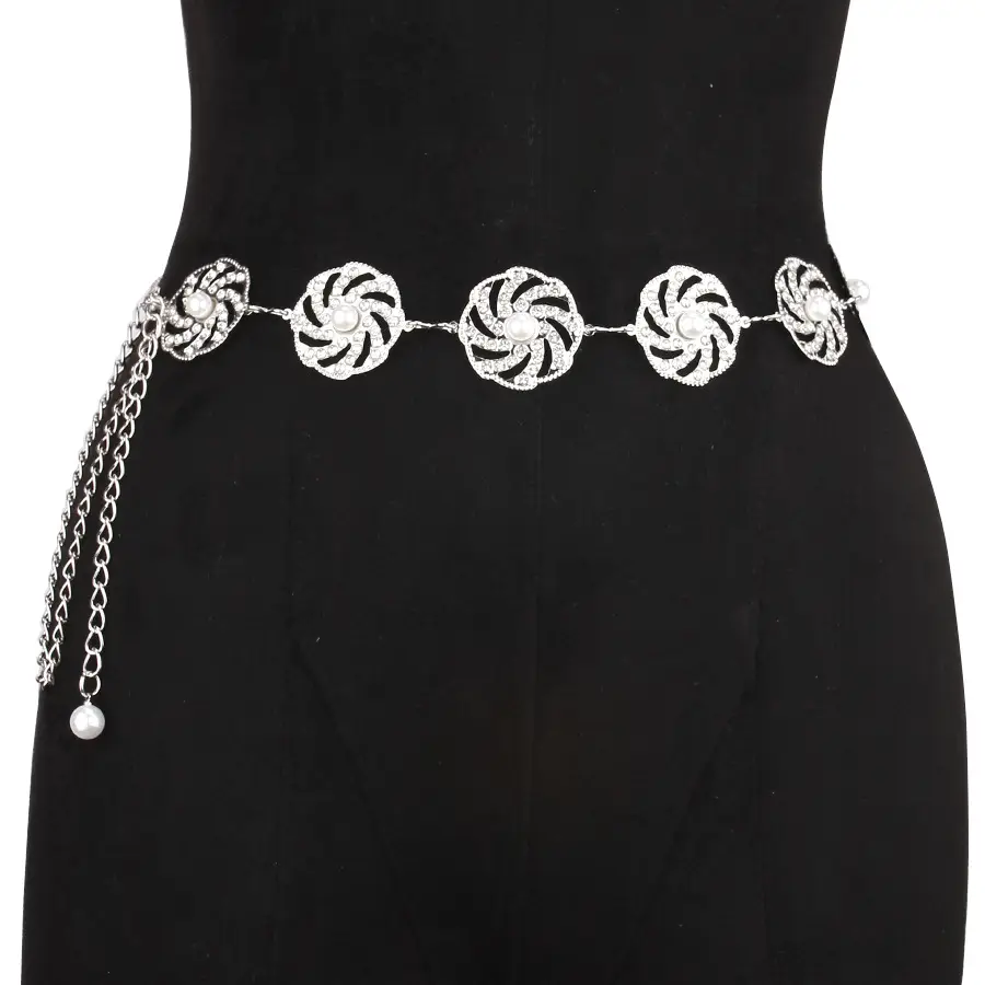 Gold Plated Pearl Embellished Waist Chain for Women