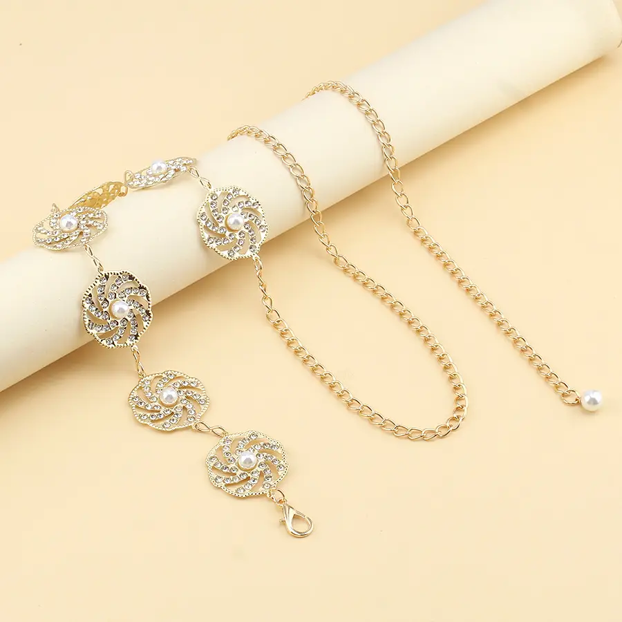 Gold Plated Pearl Embellished Waist Chain for Women — feature 6